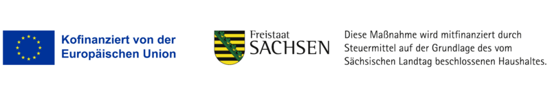 Logo der Europäischen Union und des Freistaats Sachsen mit Förderhinweis